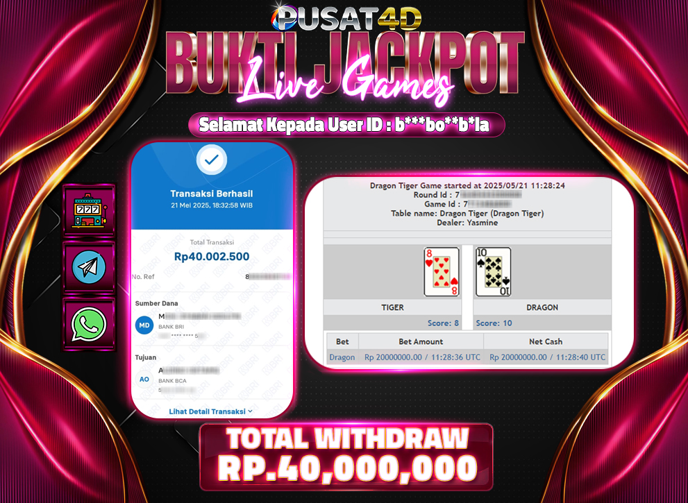 BUKTI KEMENANGAN 40jt 21 mei