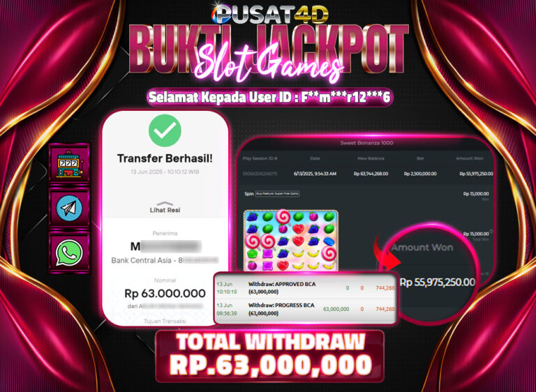 BUKTI KEMENANGAN 63 jut 13 juni