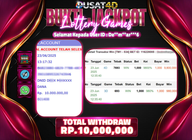 BUKTI KEMENANGAN10jt 23juni
